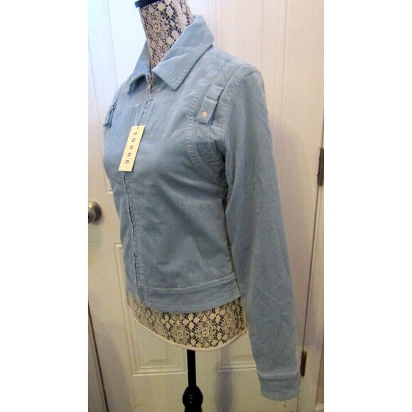 Nordstrom Sorbe’ Jacket NWT Blue Ice Full Zip Corduroy Coat Womens Size XS - Picture 3 of 9